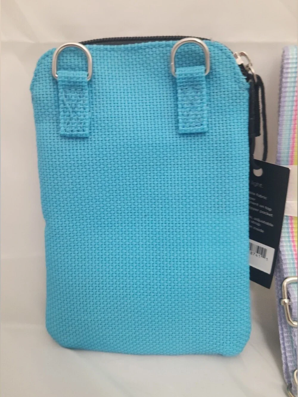 Scout Poly Pocket Small Crossbody Bag in Turquoise with Multicolor Strap - Picture 6 of 6